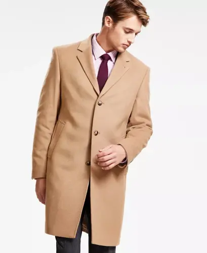 Men's Classic Fit Luxury Wool CasModazoneere Blend Overcoats-Camel Tan - 4