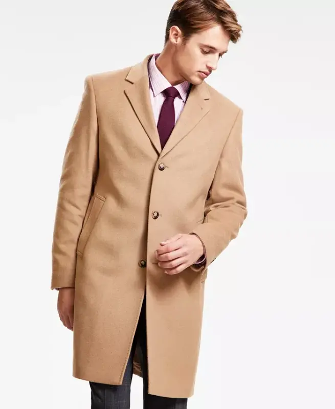 Men's Classic Fit Luxury Wool CasModazoneere Blend Overcoats-Camel Tan - 4
