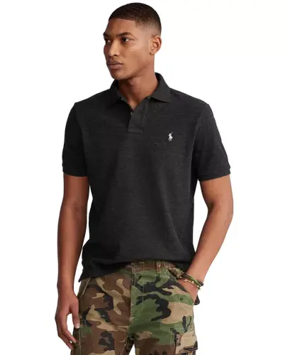 Men's Classic-Fit Mesh Polo-Black Marl Heather 