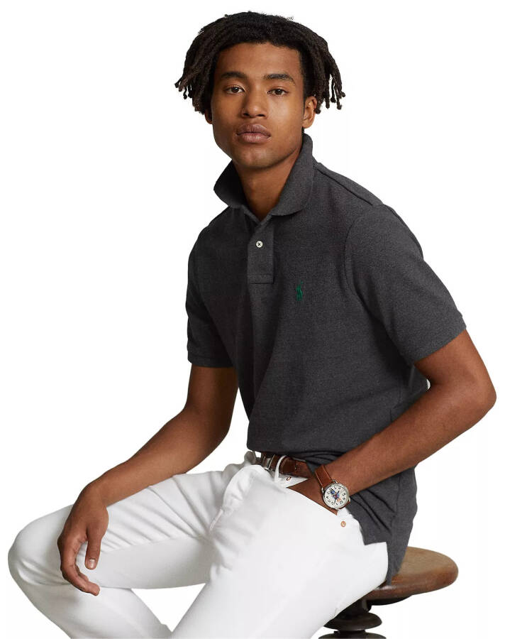 Men's Classic-Fit Mesh Polo Medium Flannel Heather - 1