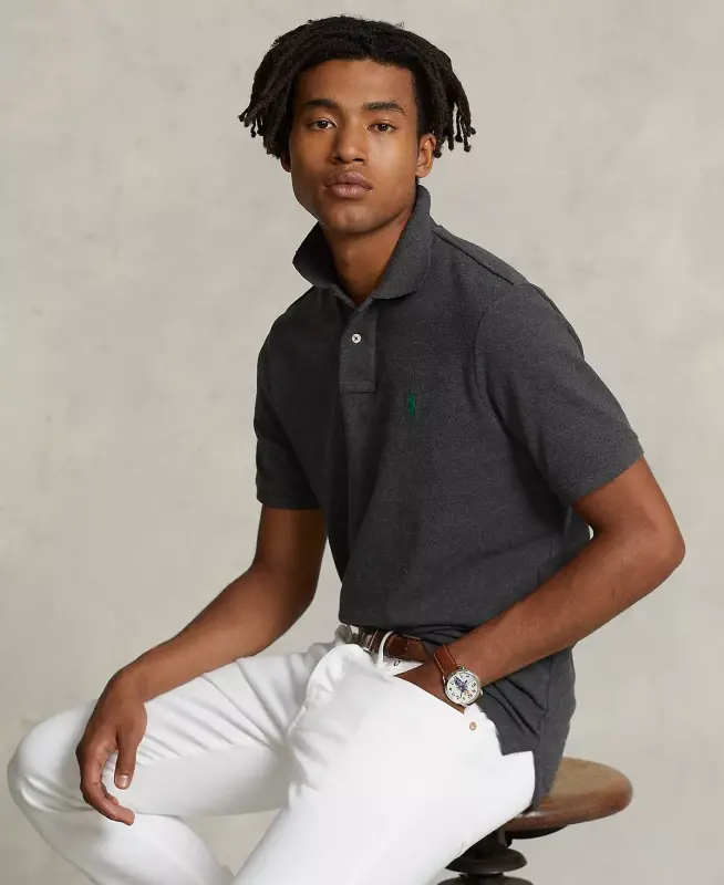 Men's Classic-Fit Mesh Polo-Medium Flannel Heather - POLO RALPH LAUREN