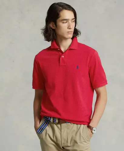 Men's Classic-Fit Mesh Polo-Red / Black 