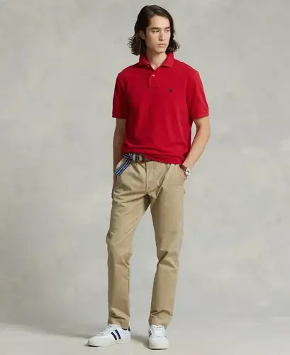 Men's Classic-Fit Mesh Polo-Red / Black 