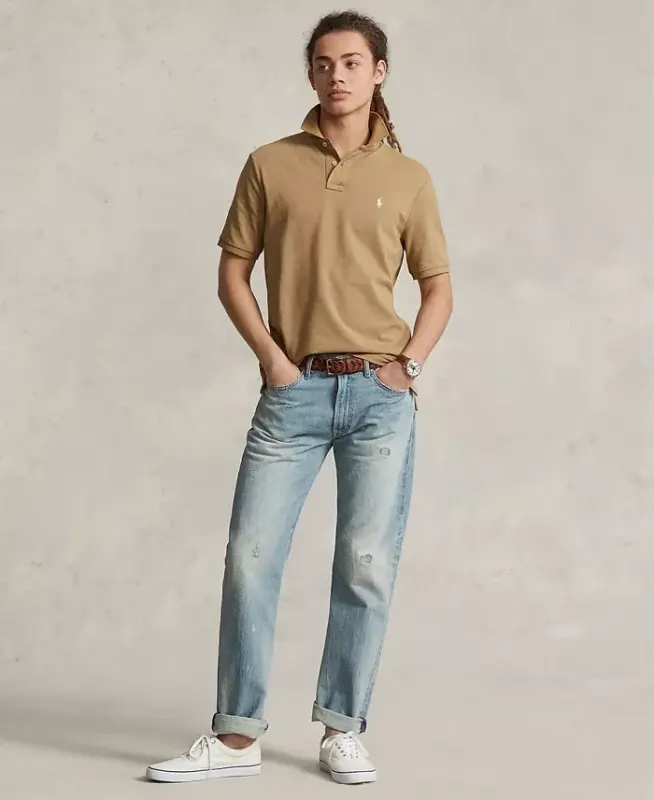 Men's Classic-Fit Mesh Polo Shirt - Cafe Tan - 2