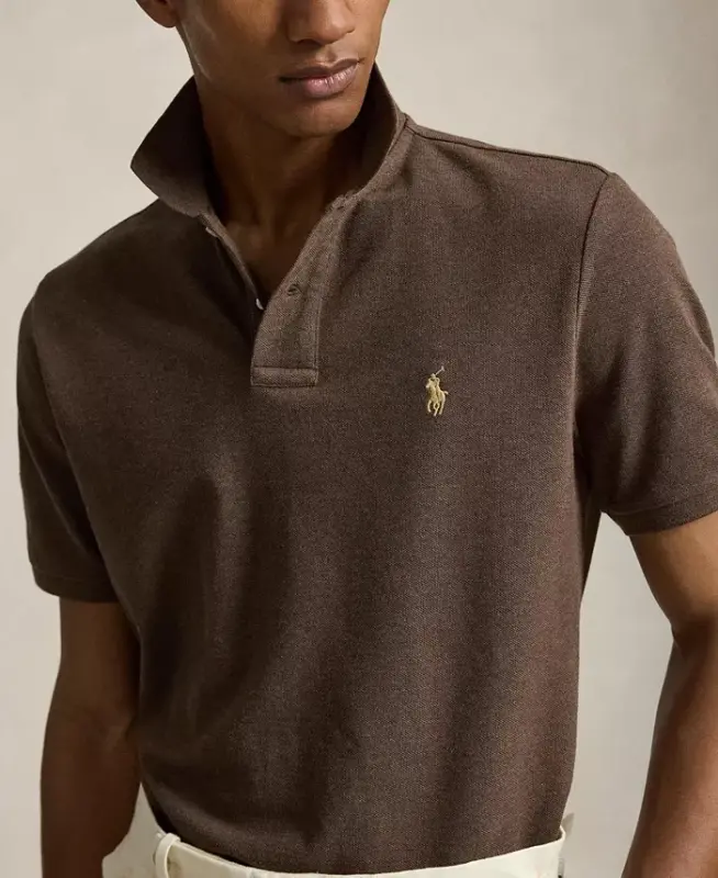 Men's Classic-Fit Mesh Polo Shirt - Nutmeg Brown Heather/C8526 - 5
