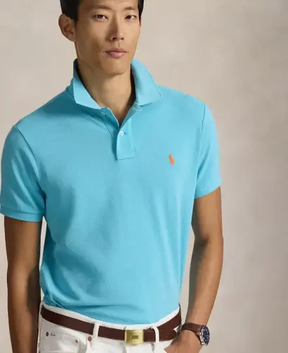Men's Classic-Fit Mesh Polo Shirt - Perfect Turquoise - 1