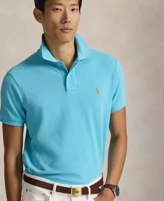 Men's Classic-Fit Mesh Polo Shirt - Perfect Turquoise - 2
