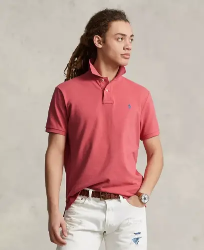 Men's Classic-Fit Mesh Polo Shirt - Red Sky 