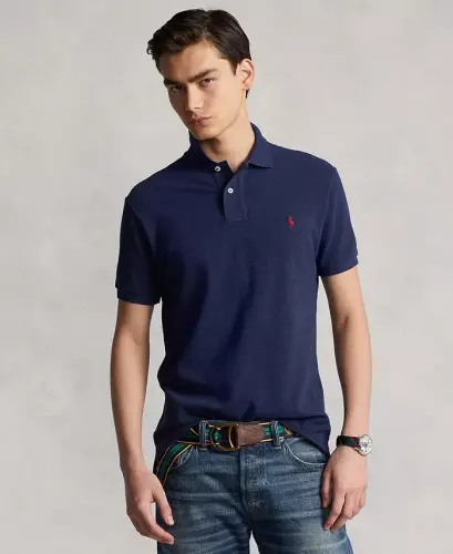 Men's Classic-Fit Mesh Polo Shirt - Spring Navy Heather 