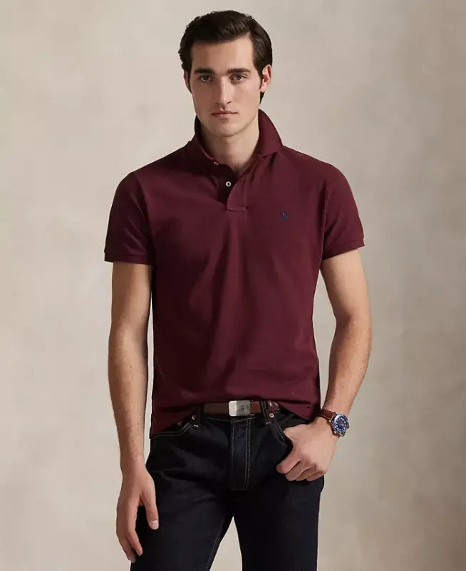 Men's Classic-Fit Mesh Polo Shirt - Spring Wine Heather - 1