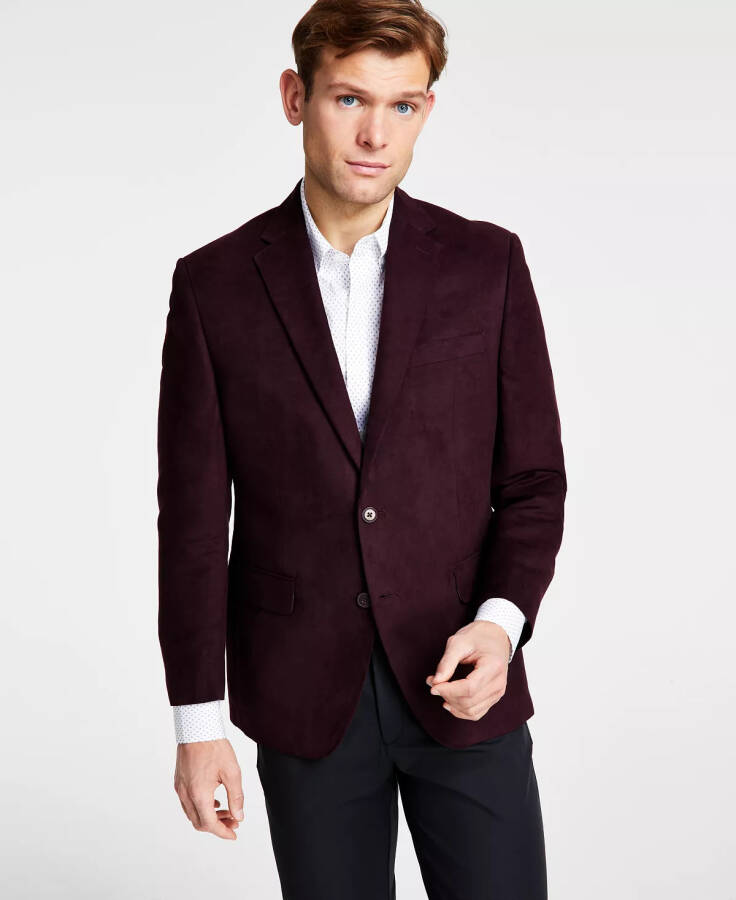 Men's Classic Fit Notch Lapel Faux Suede Sport Coat Mulberry - 1