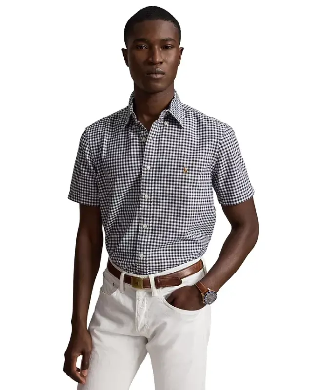 Men's Classic-Fit Oxford Shirt - 4338V Navy White - 1