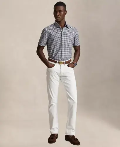 Men's Classic-Fit Oxford Shirt - 4338V Navy White - 4