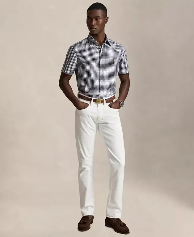 Men's Classic-Fit Oxford Shirt - 4338V Navy White - 4