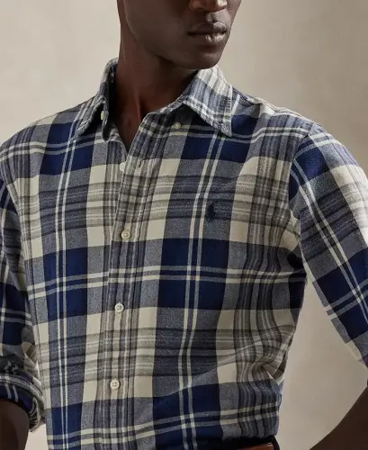 Men's Classic-Fit Oxford Shirt - 7049 Off White Navy Multi - 3