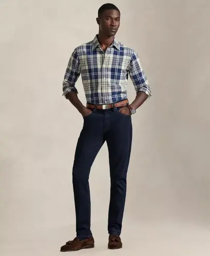 Men's Classic-Fit Oxford Shirt - 7049 Off White Navy Multi - 4
