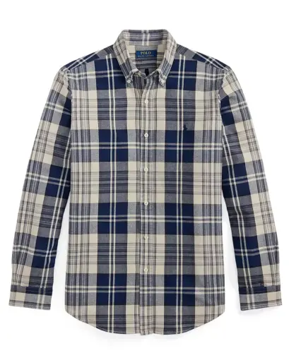 Men's Classic-Fit Oxford Shirt - 7049 Off White Navy Multi - 5