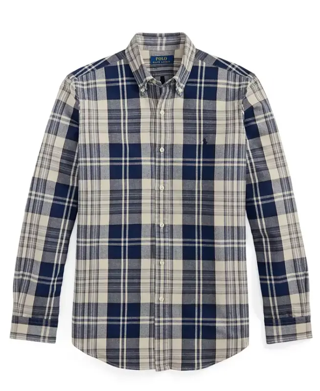 Men's Classic-Fit Oxford Shirt - 7049 Off White Navy Multi - 5