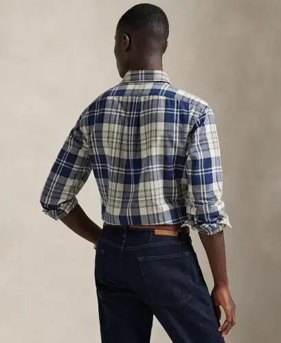 Men's Classic-Fit Oxford Shirt - 7049 Off White Navy Multi - Polo Ralph Lauren (1)
