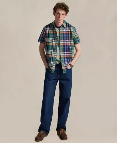Men's Classic-Fit Oxford Shirt - 7326 Green Orange Multi - POLO RALPH LAUREN (1)