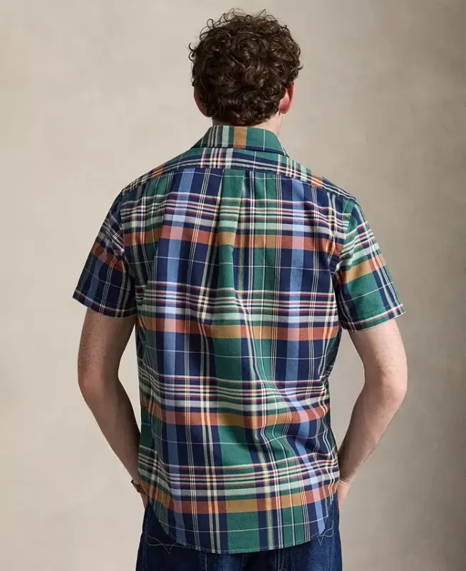 Men's Classic-Fit Oxford Shirt - 7326 Green Orange Multi - 4