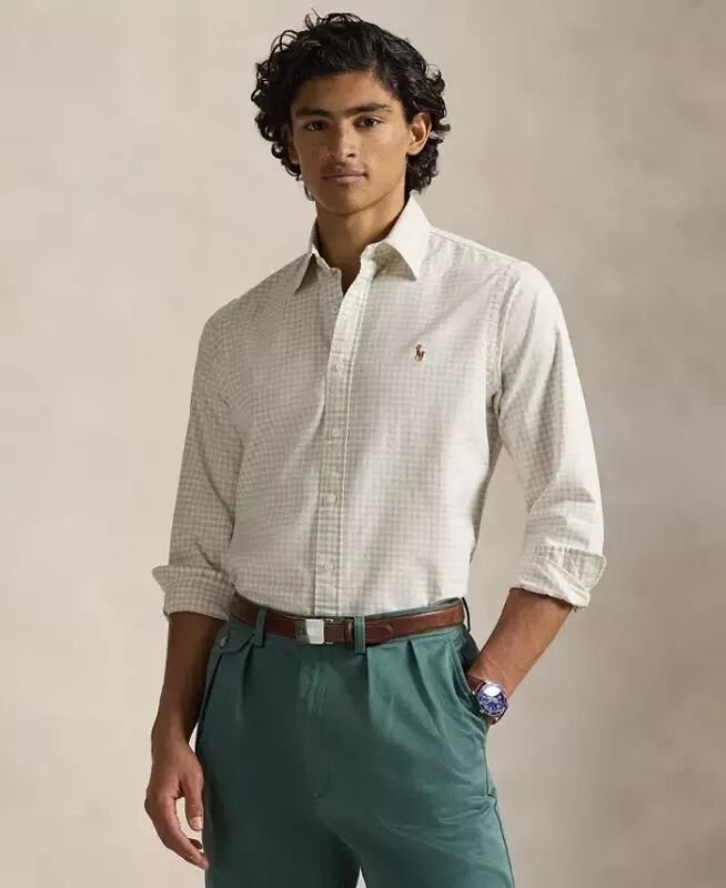 Men's Classic-Fit Oxford Shirt - Basic Sand White - Polo Ralph Lauren