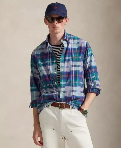 Men's Classic-Fit Oxford Shirt - Green Blue Multi - POLO RALPH LAUREN (1)