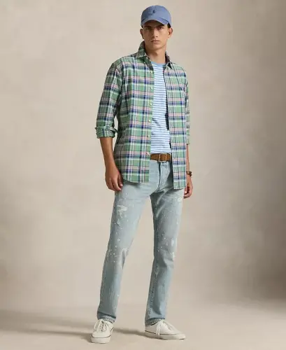 Men's Classic-Fit Oxford Shirt - Green Pink Multi - POLO RALPH LAUREN (1)