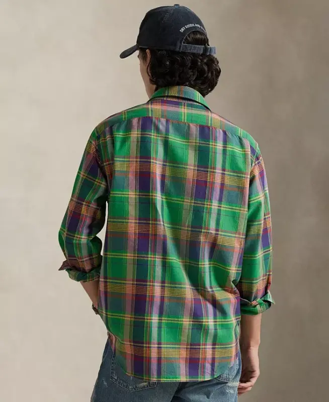 Men's Classic-Fit Oxford Shirt - Green Purple Multi - 2