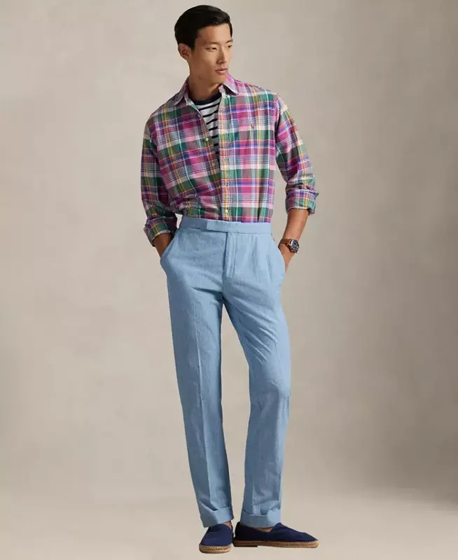 Men's Classic-Fit Oxford Shirt - Pink Blue Multi - POLO RALPH LAUREN