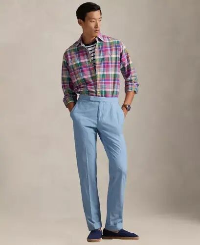 Men's Classic-Fit Oxford Shirt - Pink Blue Multi - 4