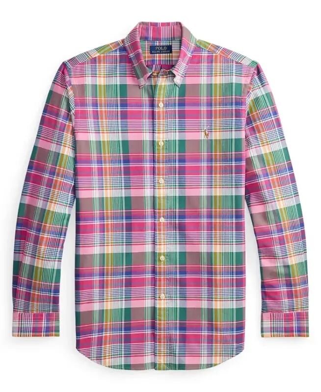 Men's Classic-Fit Oxford Shirt - Pink Blue Multi - 5