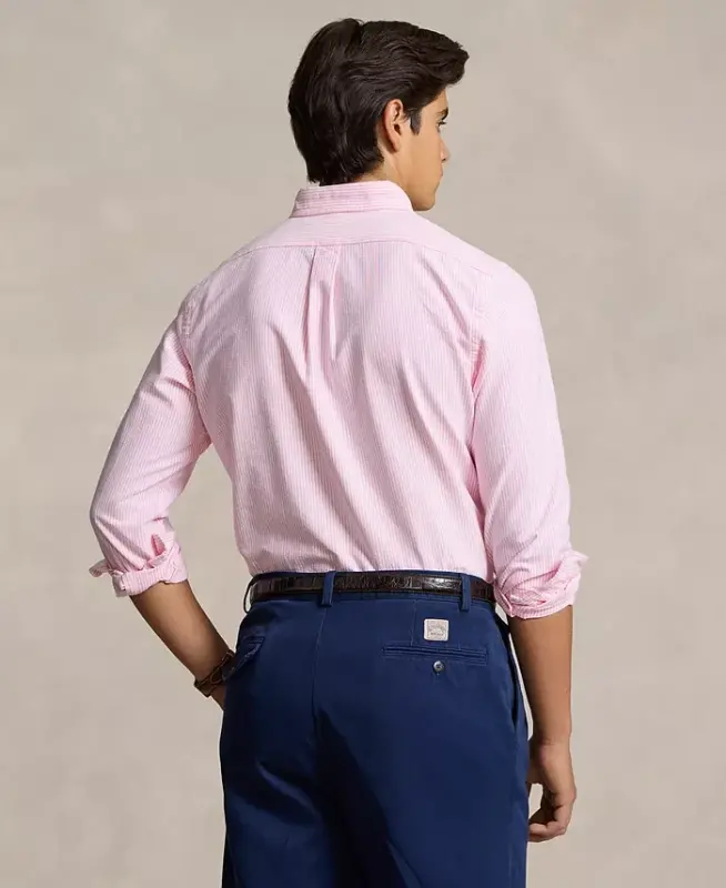 Men's Classic-Fit Oxford Shirt - Pink/White Stripe - 2
