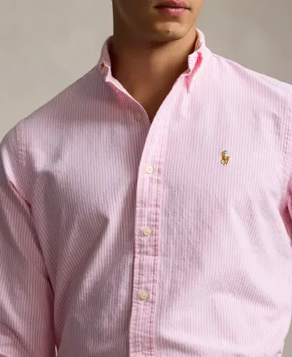 Men's Classic-Fit Oxford Shirt - Pink/White Stripe - 3