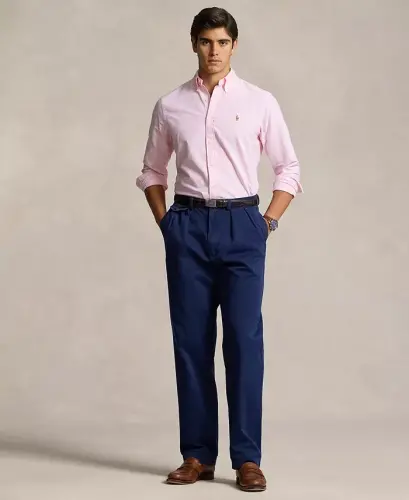 Men's Classic-Fit Oxford Shirt - Pink/White Stripe - 4