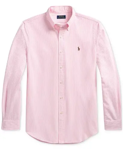 Men's Classic-Fit Oxford Shirt - Pink/White Stripe - 5