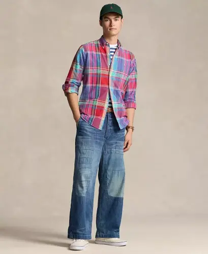 Men's Classic-Fit Oxford Shirt - Red Blue Multi - POLO RALPH LAUREN (1)