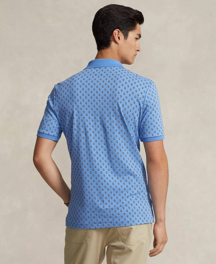 Men's Classic-Fit Patterned Soft Cotton Polo Shirt Preppy Woodblock/summer Blue - 2