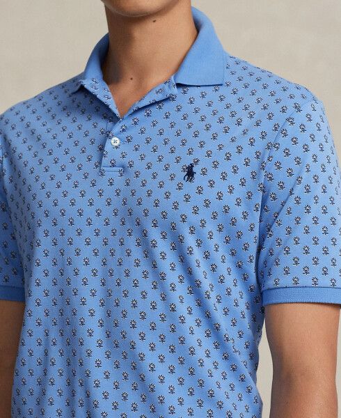 Men's Classic-Fit Patterned Soft Cotton Polo Shirt Preppy Woodblock/summer Blue - 3