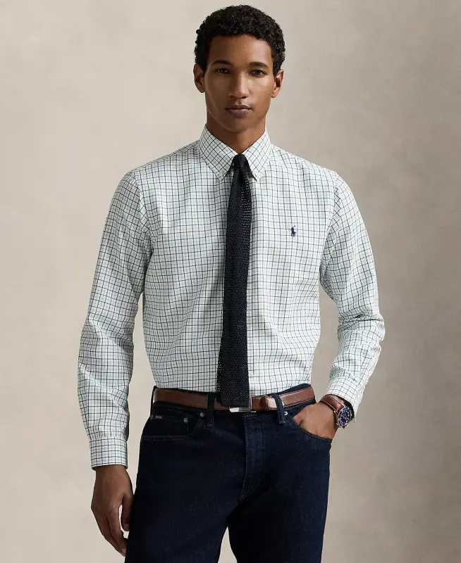 Men's Classic-Fit Performance Oxford Shirt-6810B White Fatigue - POLO RALPH LAUREN
