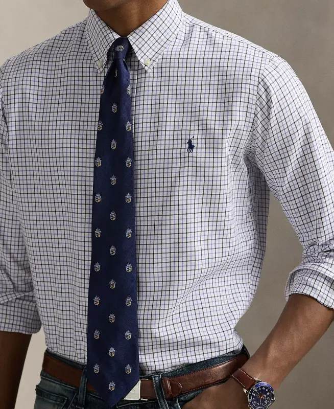 Men's Classic-Fit Performance Oxford Shirt-6810C White Aix Lavender - 3