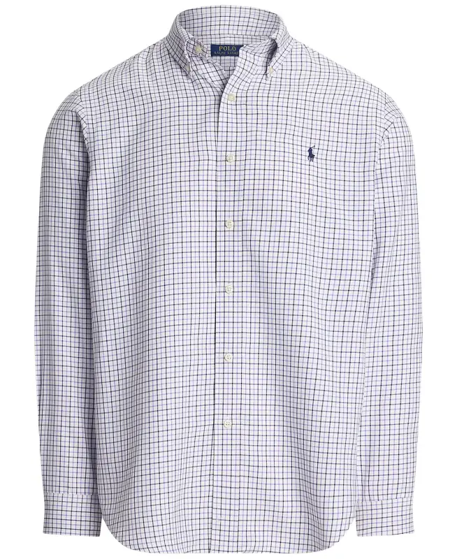 Men's Classic-Fit Performance Oxford Shirt-6810C White Aix Lavender - 5