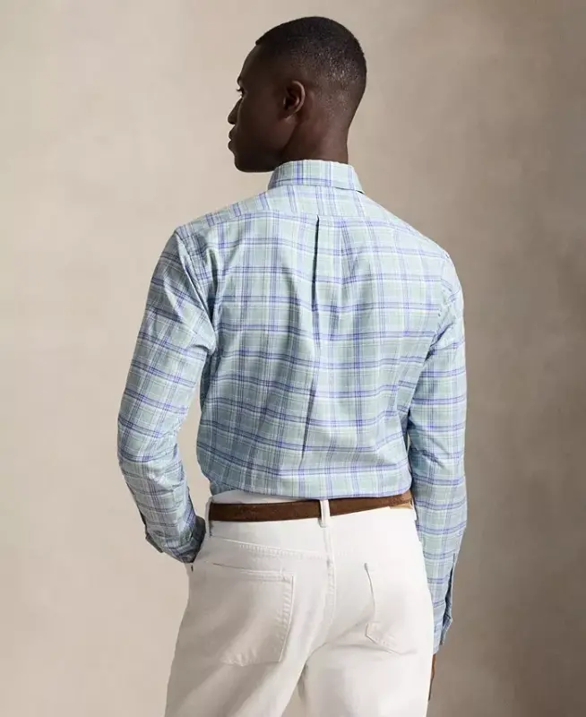 Men's Classic-Fit Performance Oxford Shirt - Blue Green Multi - 2