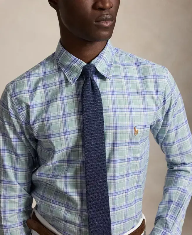 Men's Classic-Fit Performance Oxford Shirt - Blue Green Multi - 5