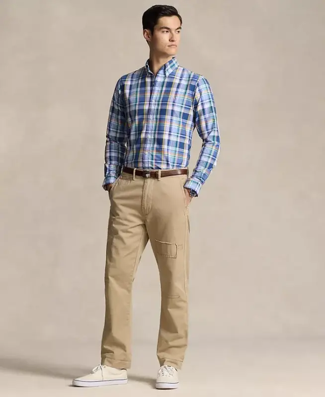 Men's Classic-Fit Performance Oxford Shirt - Blue Pink Multi - 2