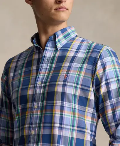 Men's Classic-Fit Performance Oxford Shirt - Blue Pink Multi - 3