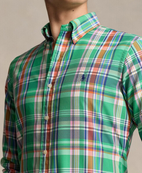 Men's Classic-Fit Performance Oxford Shirt Green Blue Multi - 3