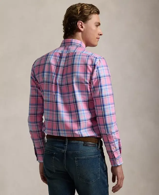 Men's Classic-Fit Performance Oxford Shirt - Pink Blue Multi - 3