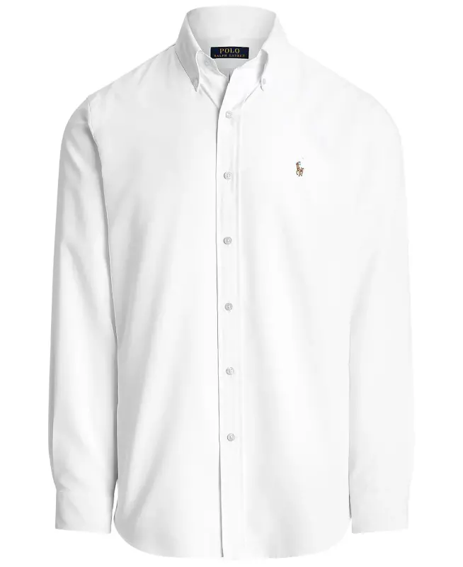 Men's Classic-Fit Performance Oxford Shirt-White - 5