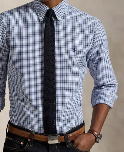 Men's Classic-Fit Performance Oxford Shirt - White Blue Multi - 3